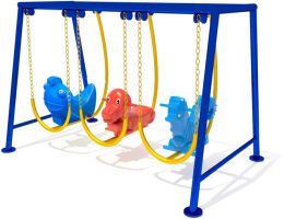 XÍch đu ngoài trời 3 con thú nhựa - xích đu cho trẻ mầm non